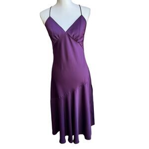 BANANA REPUBLIC Dress Womens 8 Purple Asymmetrical Seam Midi Slip NWT